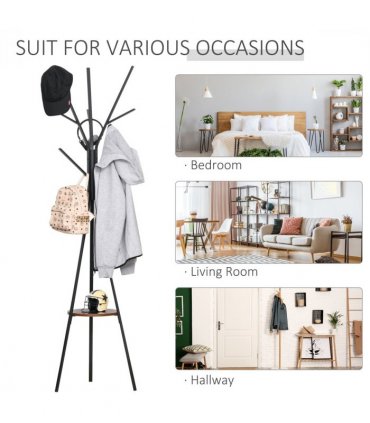 Coat Rack Metal Brown 180cm Free Standing Coat Rack Shelf Holder Hat Hanger