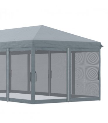 6 x 3m Pop Up Party Tent Canopy with 6 Removable Sidewalls Grey