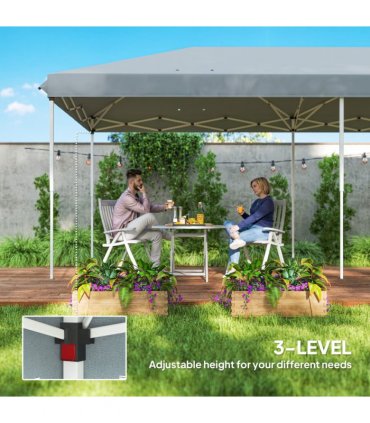 6 x 3m Pop Up Party Tent Canopy with 6 Removable Sidewalls Grey