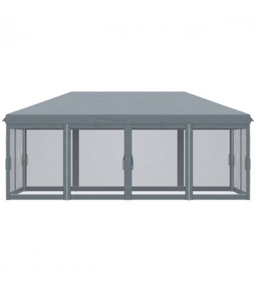 6 x 3m Pop Up Party Tent Canopy with 6 Removable Sidewalls Grey
