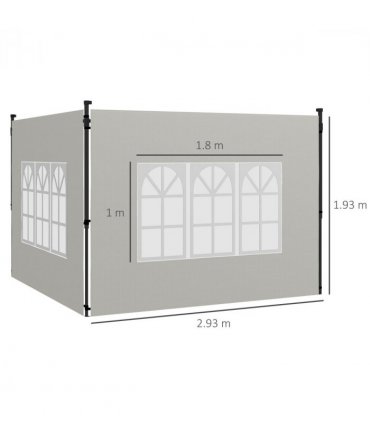 Outsunny Gazebo Side Panels for 3x3(m) or 3x6m Gazebo Canopy, 2 Pack, White