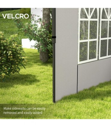 Outsunny Gazebo Side Panels for 3x3(m) or 3x6m Gazebo Canopy, 2 Pack, White