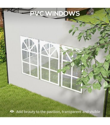 Outsunny Gazebo Side Panels for 3x3(m) or 3x6m Gazebo Canopy, 2 Pack, White