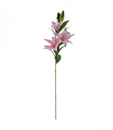 Artificial Pink Lily Flower Arrangement Glass Vase - 100cm Light Pink Silk