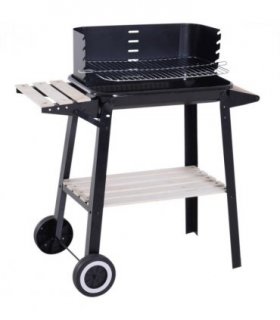 Charcoal BBQ Grill, 87Lx45Wx83H cm - Black, Metal, Enamel Coated, 650°C