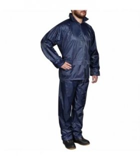 vidaXL Men's Navy Blue 2-Piece Rain Suit with Hood XL