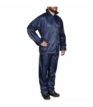 vidaXL Men's Navy Blue 2-Piece Rain Suit with Hood XL