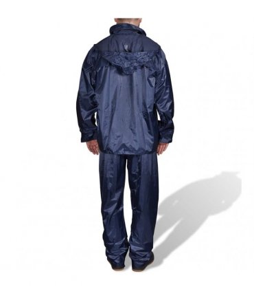 vidaXL Men's Navy Blue 2-Piece Rain Suit with Hood XL