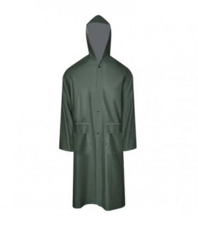 vidaXL Waterproof Heavy-duty Long Raincoat with Hood Green L