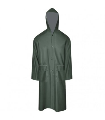 vidaXL Waterproof Heavy-duty Long Raincoat with Hood Green L