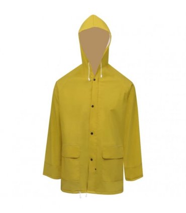 vidaXL Waterproof Heavy-duty 2-piece Rain Suit with Hood Yellow XL
