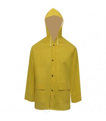 vidaXL Waterproof Heavy-duty 2-piece Rain Suit with Hood Yellow XXL