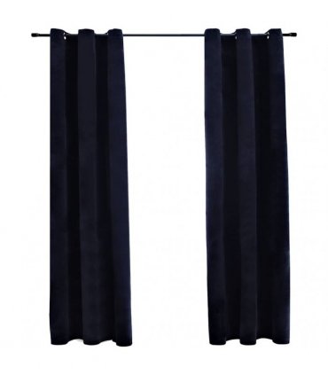 vidaXL Blackout Curtains with Rings 2 pcs Black 37"x63" Velvet