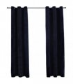 vidaXL Blackout Curtains with Rings 2 pcs Black 37"x63" Velvet