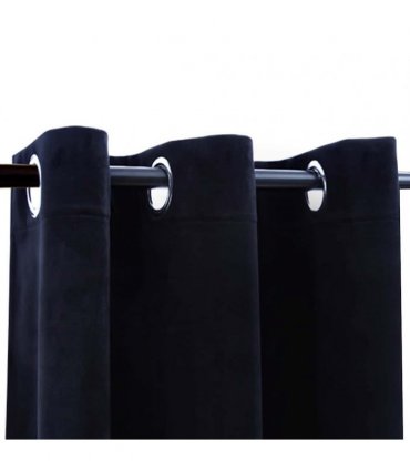vidaXL Blackout Curtains with Rings 2 pcs Black 37"x63" Velvet