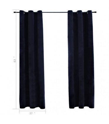 vidaXL Blackout Curtains with Rings 2 pcs Black 37"x63" Velvet