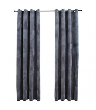 vidaXL Blackout Curtains with Rings 2 pcs Anthracite 54"x84" Velvet