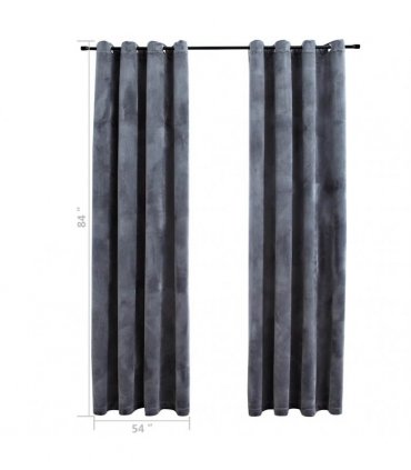 vidaXL Blackout Curtains with Rings 2 pcs Anthracite 54"x84" Velvet