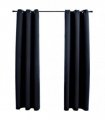 vidaXL Blackout Curtains with Rings 2 pcs Black 37"x84" Fabric