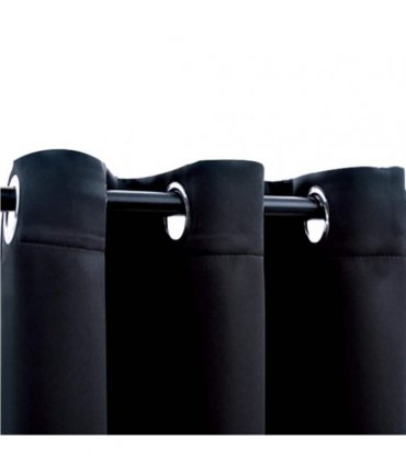 vidaXL Blackout Curtains with Rings 2 pcs Black 37"x84" Fabric