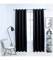 vidaXL Blackout Curtains with Rings 2 pcs Black 137x213 cm Fabric
