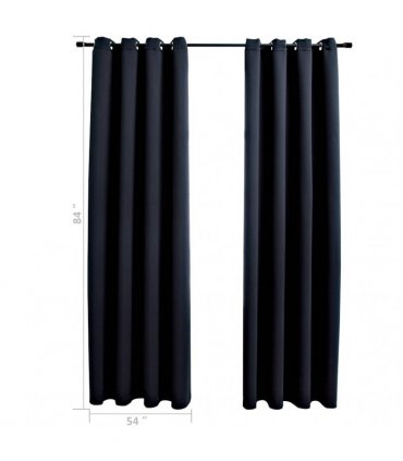 vidaXL Blackout Curtains with Rings 2 pcs Black 137x213 cm Fabric