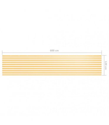 134911 vidaXL Balcony Screen White and Yellow 120x600 cm Oxford Fabric