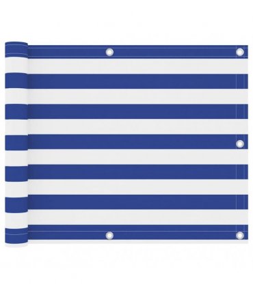 134913 vidaXL Balcony Screen White and Blue 75x400 cm Oxford Fabric