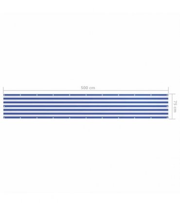134914 vidaXL Balcony Screen White and Blue 75x500 cm Oxford Fabric