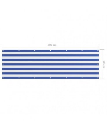 134916 vidaXL Balcony Screen White and Blue 90x300 cm Oxford Fabric