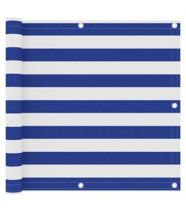 134918 vidaXL Balcony Screen White and Blue 90x500 cm Oxford Fabric