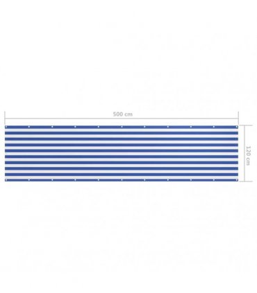134922 vidaXL Balcony Screen White and Blue 120x500 cm Oxford Fabric