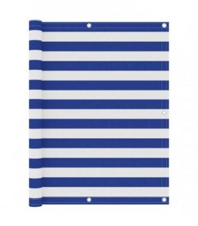 134923 vidaXL Balcony Screen White and Blue 120x600 cm Oxford Fabric