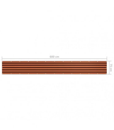 134927 vidaXL Balcony Screen Orange and Brown 75x600 cm Oxford Fabric