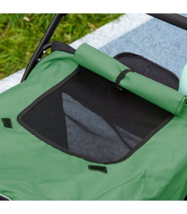 PawHut Pet Stroller Foldable Design with Cushion for M and L Dogs, Dark Green