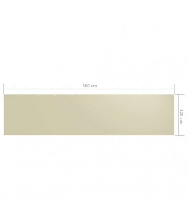 vidaXL Balcony Screen Cream 120x500 cm Oxford Fabric