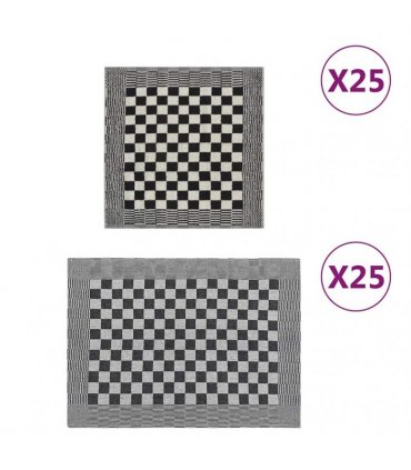 vidaXL 50 Piece Towel Set Black and White Cotton
