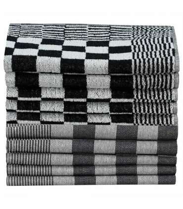 vidaXL 50 Piece Towel Set Black and White Cotton