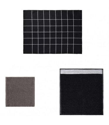 vidaXL 12 Piece Towel Set Black Cotton