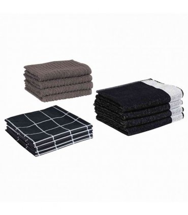 vidaXL 12 Piece Towel Set Black Cotton