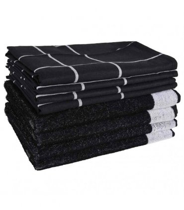 vidaXL 12 Piece Towel Set Black Cotton