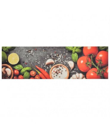 vidaXL Kitchen Rug Washable Vegetables 45x150 cm Velvet