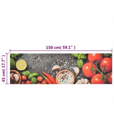 vidaXL Kitchen Rug Washable Vegetables 45x150 cm Velvet