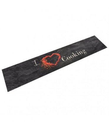 vidaXL Kitchen Rug Washable Cooking Black 60x300 cm Velvet