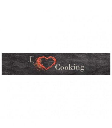 vidaXL Kitchen Rug Washable Cooking Black 60x300 cm Velvet