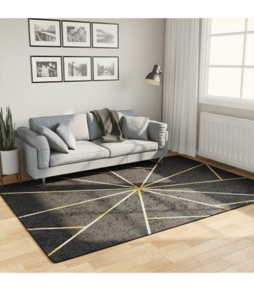 vidaXL Rug Washable Black and Gold 160x230 cm Anti Slip