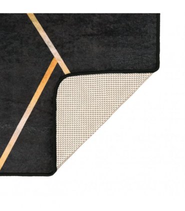 vidaXL Rug Washable Black and Gold 160x230 cm Anti Slip