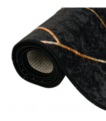 vidaXL Rug Washable Black and Gold 160x230 cm Anti Slip