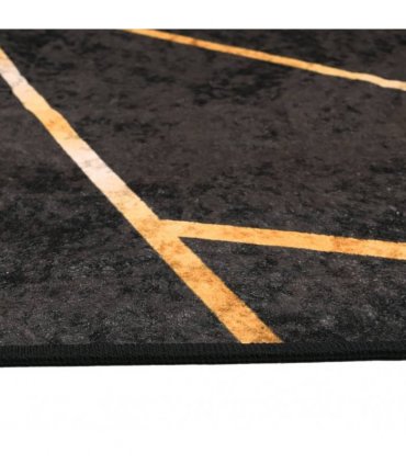vidaXL Rug Washable Black and Gold 160x230 cm Anti Slip