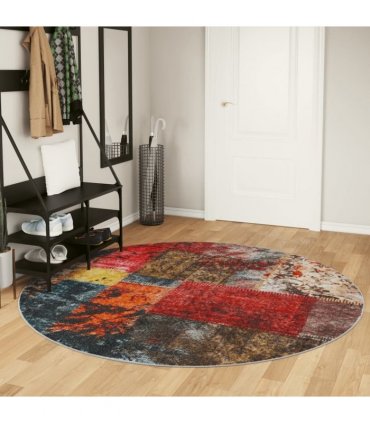 vidaXL Rug Washable Multicolour Ø 200 cm Anti Slip